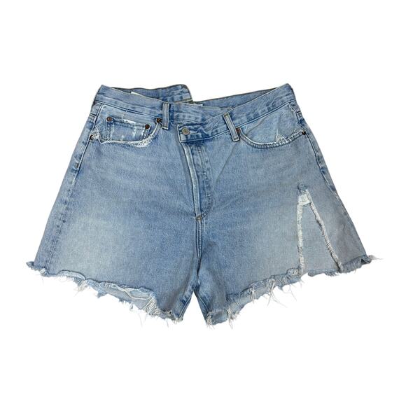 Agolde Criss Cross Asymmetrical Denim Shorts Jorts Women's 30